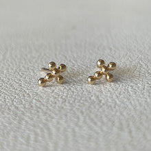 Load image into Gallery viewer, 14k Solid Gold Dot Cross Earrings