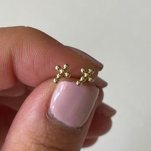 14k Solid Gold Dot Cross Earrings